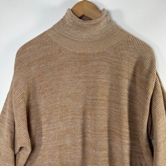 Sama Knits Womens Large Turtleneck Sweater Brown Organic Cotton Oversized Peru - Picture 2 of 12